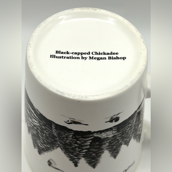 The Cornell Lab Black Chickadee Bird Pine Tree White Yellow Coffee Tea Mug 16 oz - Picture 11 of 11